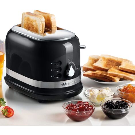 Ariete 0149B Moderna 2 Slice Toaster, Defrost, Heating & Cooking Function, Black