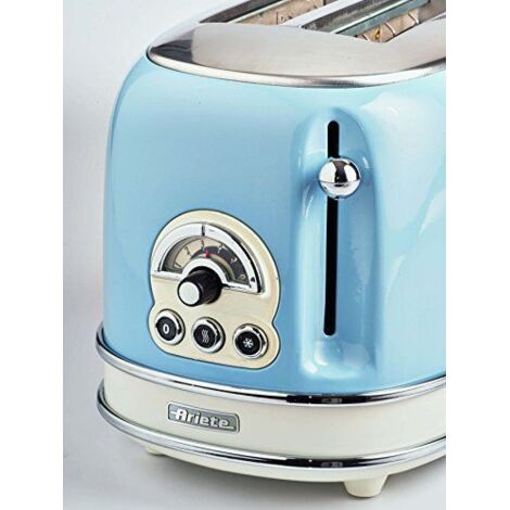Ariete 0155/13 Retro Style 2 Slice Toaster, 6 Browning Levels and Removable Crumb Tray, Vintage Design, Stainless Steel, Beige