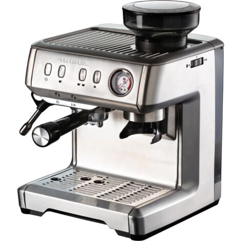 Ariete 1313 Metal Espresso Coffee Machine with Bean Grinder, Stainless Steel