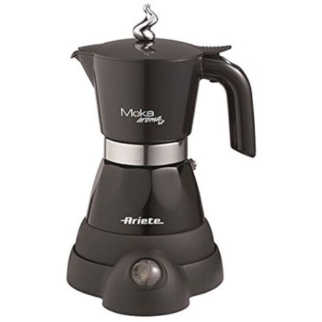 Ariete 1358 Moka Aroma - Moka elettrica 2/4 tazze - Autospegnimento - Mantenimento temperatura per 30' - 400 Watt - Nero
