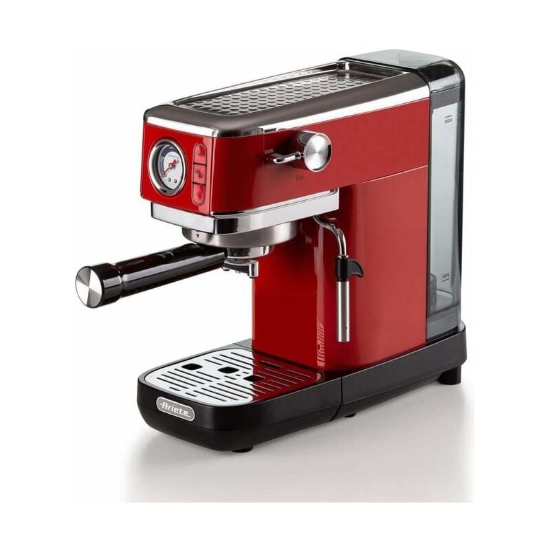 Image of 1381 Macchina da Caffe' Espresso Rosso Metal Slim Manometro 1300W Capacita 1.1 Litro - Ariete