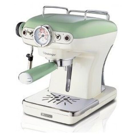 Ariete 1389/14 Retro Style Espresso Machine & Built In Milk Frother, Barista Coffee Maker Ideal for Americanos, Lattes & Cappuccinos, Filter Holder for Powder or Pods, Green