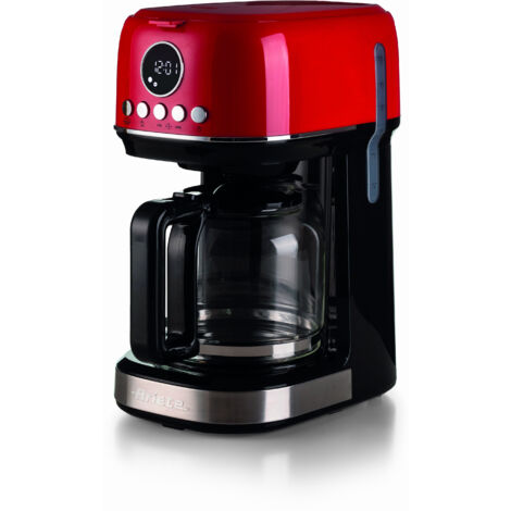 Ariete 1396 Macchina da caff� con filtro da 1,5 L, capacit� fino a 15 tazze, base riscaldante, display LCD, filtri removibili e lavabili, colore rosso