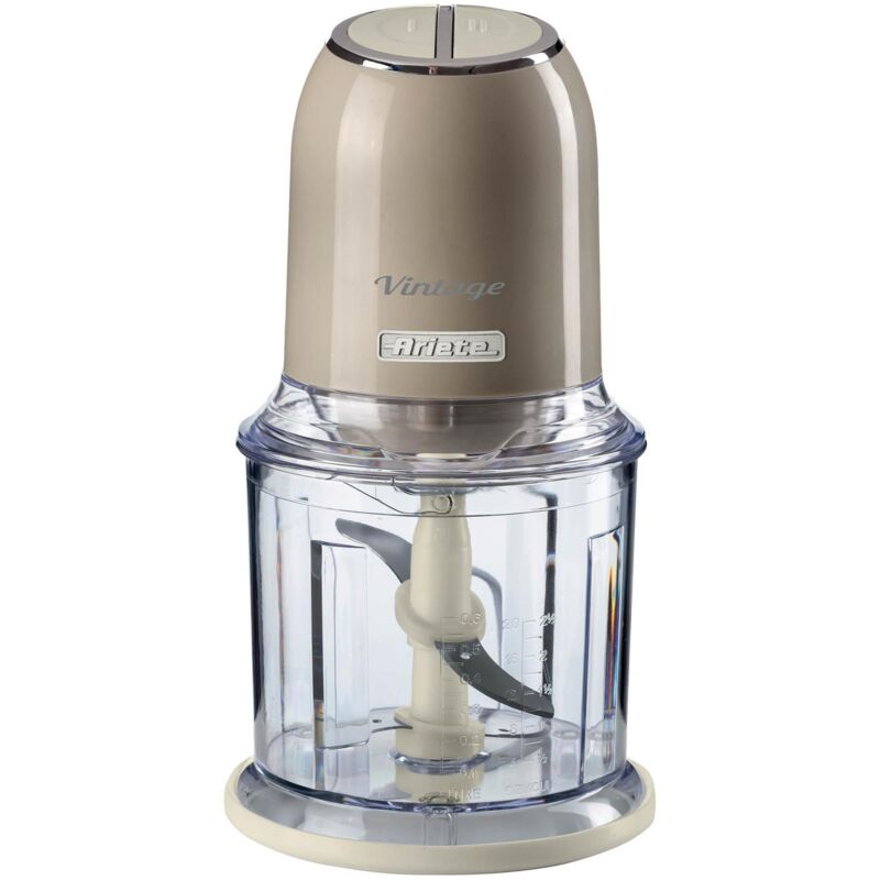 Ariete - 438/03 Vintage Mini Chopper, 400W, 600ml Graduated Beaker, 2 Speeds, Stainless Steel Blades, Cream