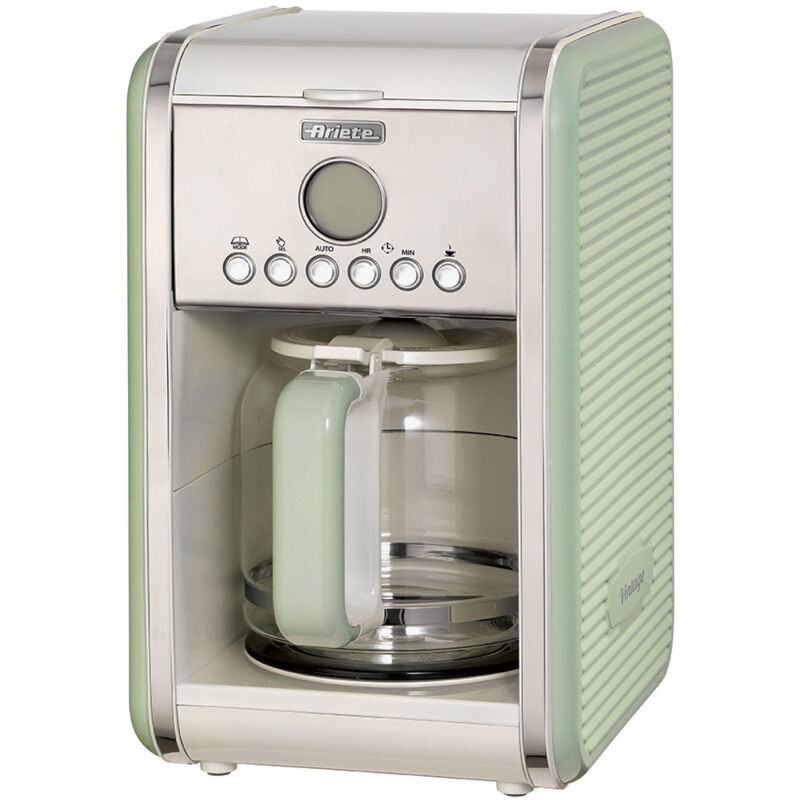 Polti – Cafetière filtre automatique 1,5l vert – Système anti-goutte – Minuteur LCD – Pour 12 tasses de café