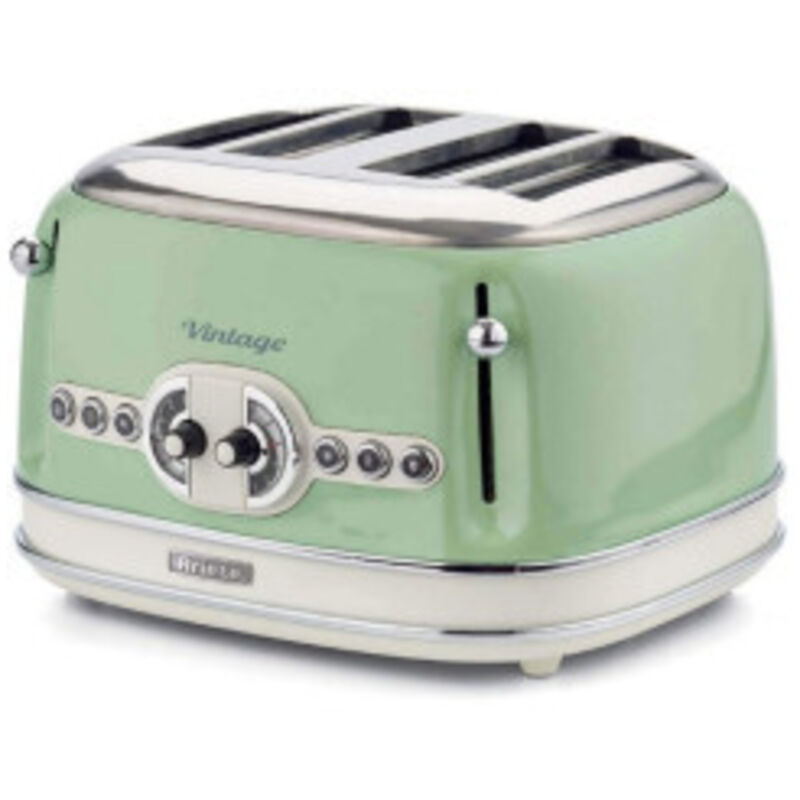 Ariete - Grille-pain 4 Fentes 1600W Ramasse-miettes Amovible Vert Rétro