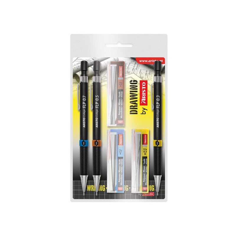 Coffret de crayons mécaniques Aristo AR-23559 hb 0,35/0,5/0,7 mm avec mines gratuites