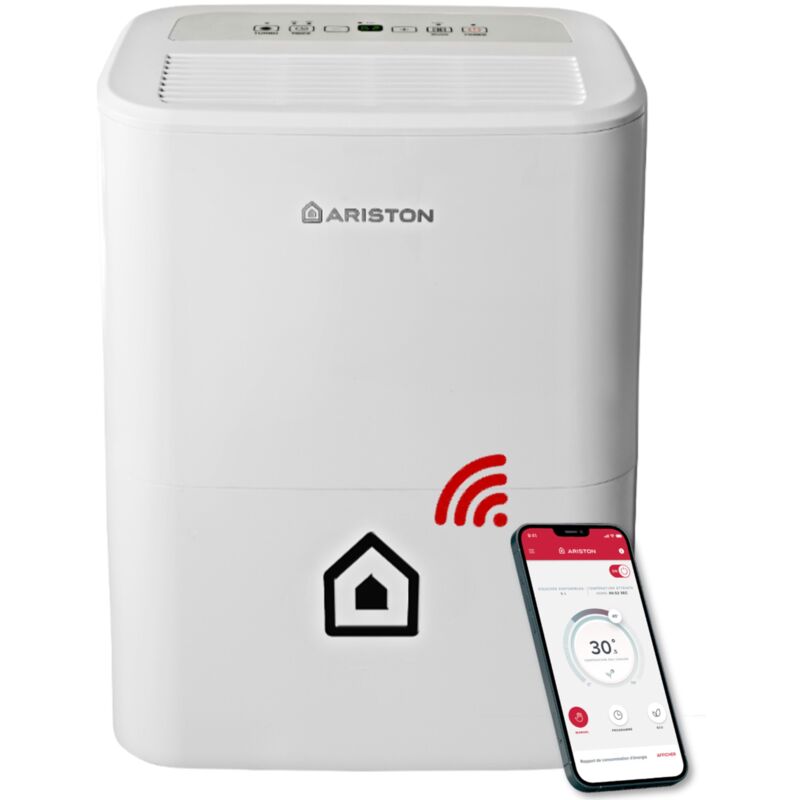 Ariston Group - Ariston Deos 16S net WiFi Déshumidificateur Portable Haut de gamme avec Réservoir 16L, Contrôle Électronique du niveau d'Humidité,