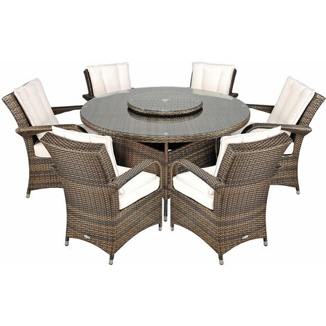 Arizona Rattan Garden Furniture 6 Seat Dining Set With Round Table Arirgf03