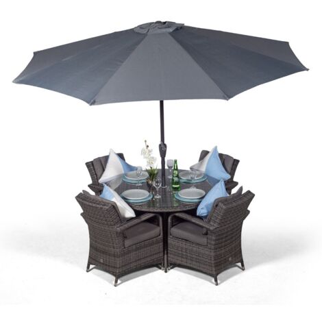 Arizona Round 4 Seater Rattan Patio Dining Set - Grey