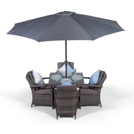 Arizona Square 4 Seater Rattan Patio Dining Set - Grey