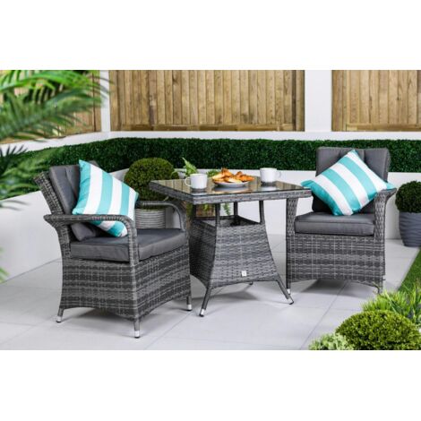 Arizona Square Rattan Garden Bistro Table and Chairs Set 2 Seater Patio Set