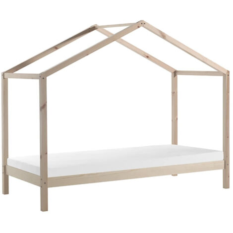 ARKAN - Lit Maison 90x200cm Pin Massif Naturel avec Matelas