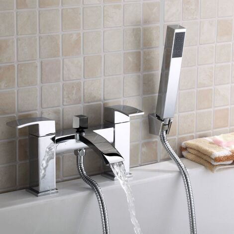 Arke Modern Deck Mounted Bath Shower Mixer Tap With Handheld Kit