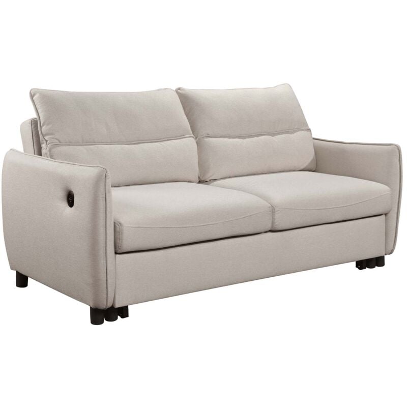 Mobilier Deco - arlen - Canapé convertible 3 places en tissu beige