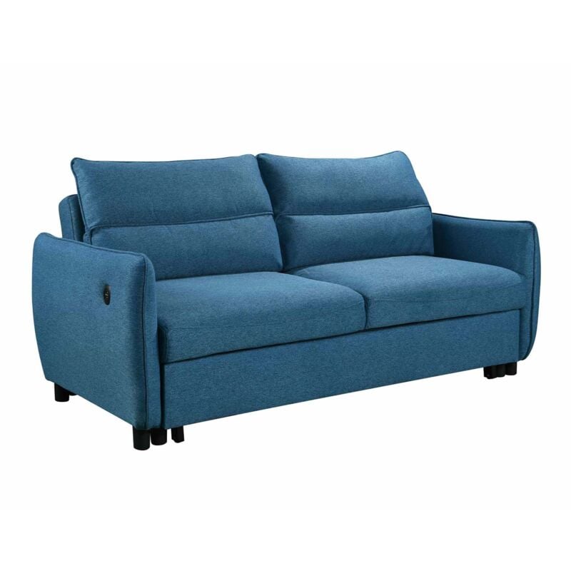 Mobilier Deco - arlen - Canapé convertible 3 places en tissu bleu