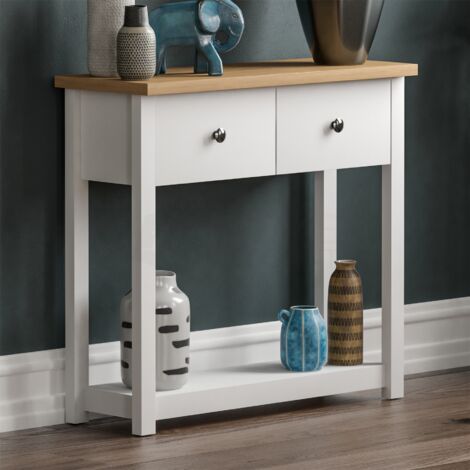 Arlington 2 Drawer Console Table With Shelf Side End Hallway Table,
