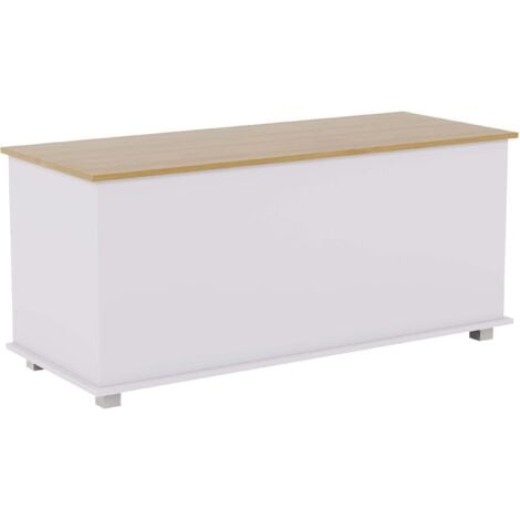 HOME DISCOUNT Arlington Banc Ottoman de Rangement, boîte à Couvertures, Coffre de Couloir et Chambre H 48 x L 100 x P 40 cm, Blanc