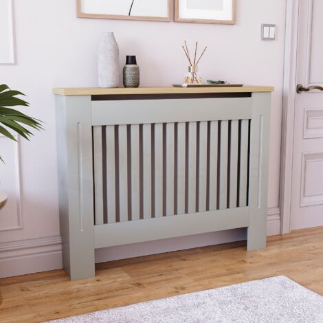 HOME DISCOUNT Arlington Radiator Cover MDF Modern Cabinet Slatted Grill, Grey, Medium