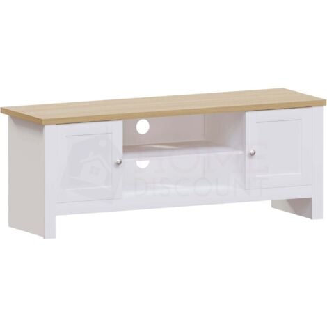 HOME DISCOUNT Arlington TV-Unterschrank mit 2 Türen Stauraum, Weiß
