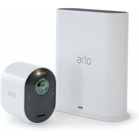 Arlo Ultra, Telecamera 4K per Sistema di Videosorveglianza WiFi senza fili, con faro e allarme, Visione Notturna a colori, audio, Interno ed Esterno, Prova Arlo Secure Inclusa, bianco