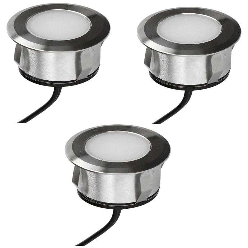Arlux Lighting - Lot 3 spots extérieur encastrables 3.8W, 3000K, 3x25lm, Ø69, Inox - patio