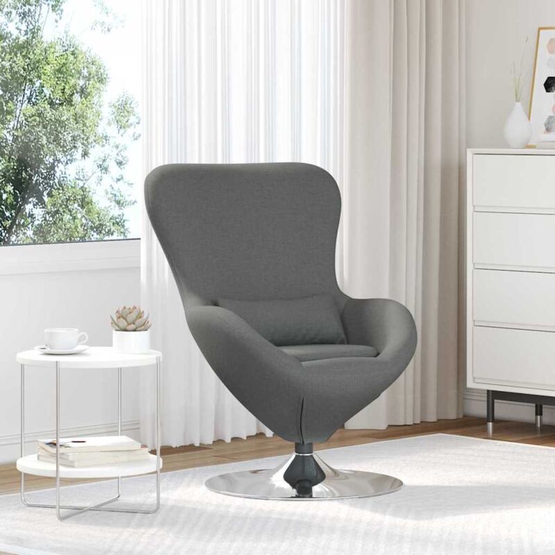 Egg Chair Dark Grey Fabric Vidaxl