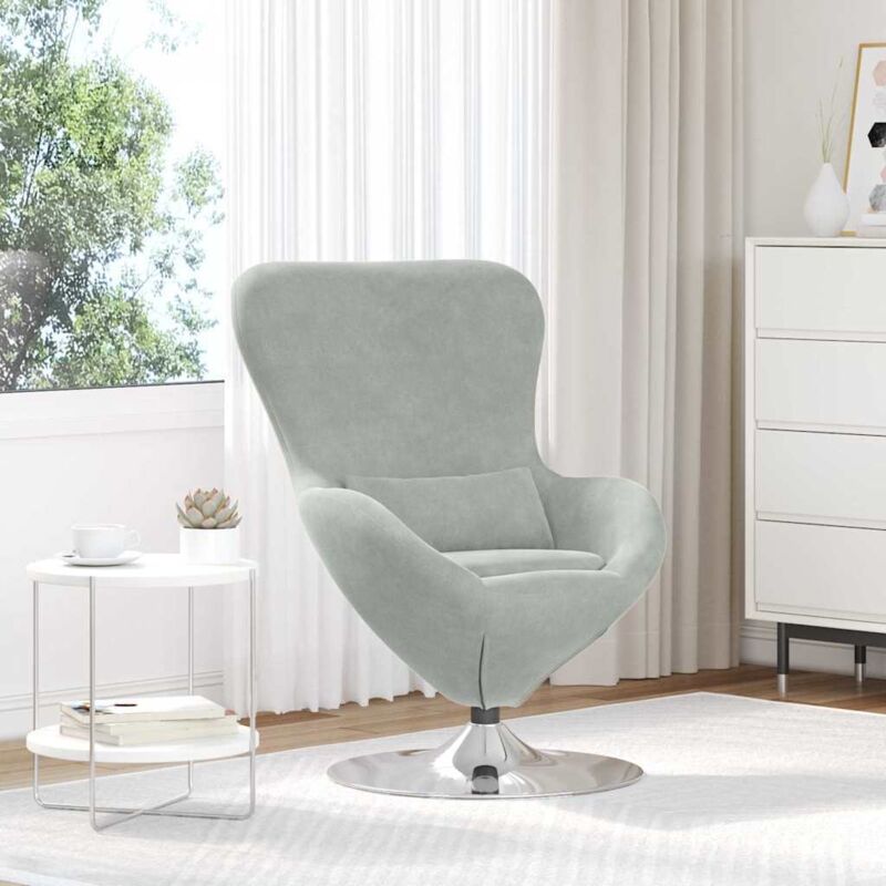 Egg Chair Light Grey 63 X 73 X 90 Cm Velvet Vidaxl