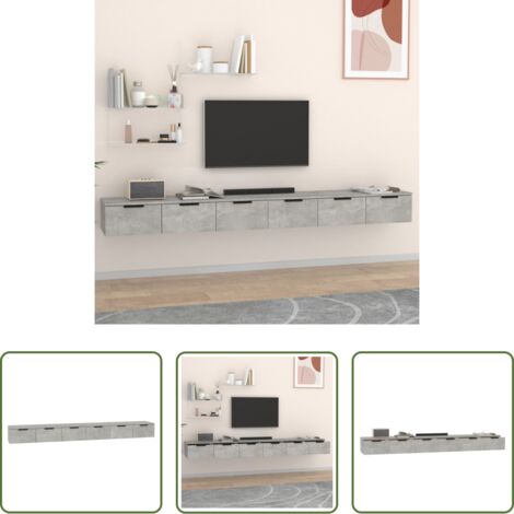 Armadi a muro -  Mobili a Muro 2 pz Grigio Cemento 102x30x20cm Legno Multistrato