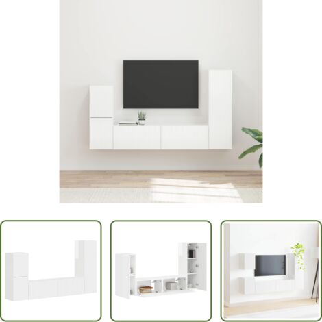 Armadi a muro -  Set mobile TV 4 pcs Bianco Lucido Legno multistrato