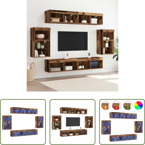Armadi a muro -  Set mobile TV 8 pcs Legno vecchio Legno multistrato