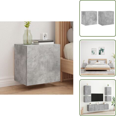 Armadi a muro - vidaXL Mobili TV Muro 2pz Grigio Cemento 40,5x30x40 Legno Multistrato - Armadi per dispositivi multimediali