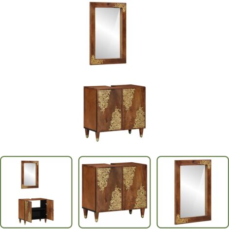 Armadi a parete -  Set di Armadi da Bagno Montaggio a parete 2 pcs Marrone miele