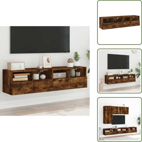 Armadi a parete - vidaXL Mobili TV a Muro 2 pz Rovere Fumo 60x30x30 cm Legno Multistrato - Armadi multistrato