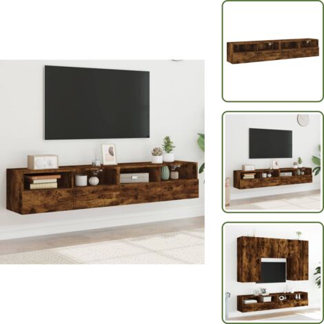 Armadi a parete - vidaXL Mobili TV a Muro 2 pz Rovere Fumo 80x30x30 cm Legno Multistrato - Armadi multistrato