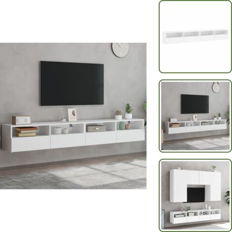 Armadi a parete - vidaXL Mobili TV a Parete 2pz Bianchi 100x30x30 cm Legno Multistrato - Armadi multistrato
