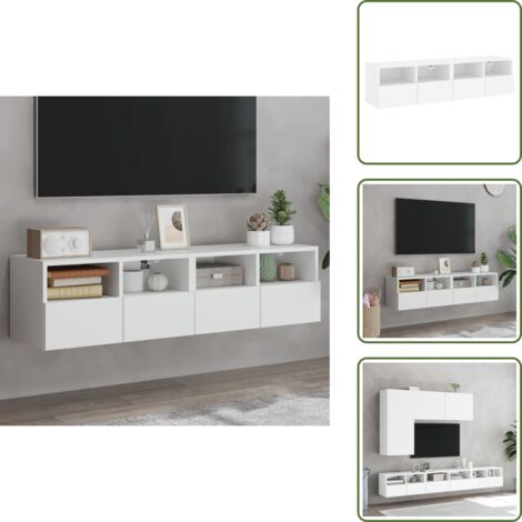 Armadi a parete - vidaXL Mobili TV a Parete 2pz Bianchi 60x30x30 cm in Legno Multistrato - Armadi in legno
