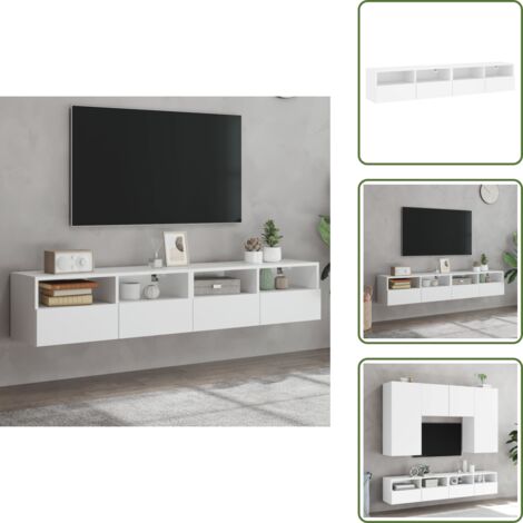 Armadi a parete - vidaXL Mobili TV a Parete 2pz Bianchi 80x30x30 cm in Legno Multistrato - Armadi per TV