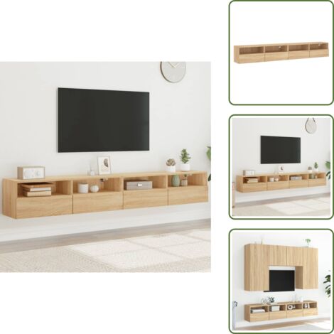Armadi a parete - vidaXL Mobili TV Muro 2pz Rovere Sonoma 100x30x30 cm Legno Multistrato - Armadi multistrato