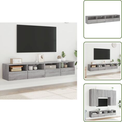 Armadi a parete - vidaXL Mobili TV Parete 2pz Grigio Sonoma 80x30x30cm Legno Multistrato - Armadi multistrato