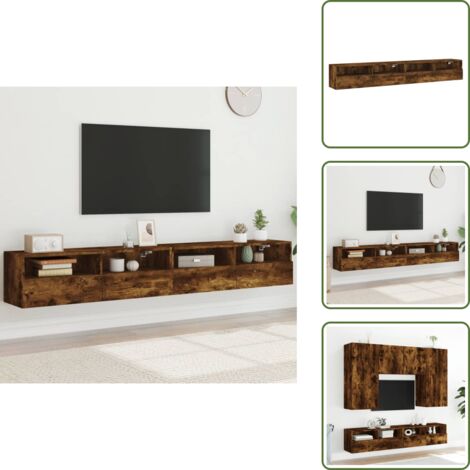 Armadi a parete - vidaXL Mobili TV Parete 2pz Rovere Fumo 100x30x30 cm Legno Multistrato - Armadi multistrato