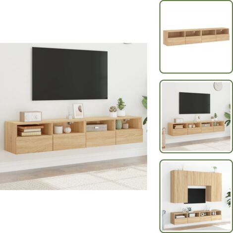 Armadi a parete - vidaXL Mobili TV Parete 2pz Rovere Sonoma 80x30x30cm Legno Multistrato - Armadi multistrato