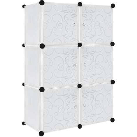 Armadi Armadio per guardaroba, sistema di scaffalatura, 6 scatole, scarpiera con porta (bianco) HENGMEI