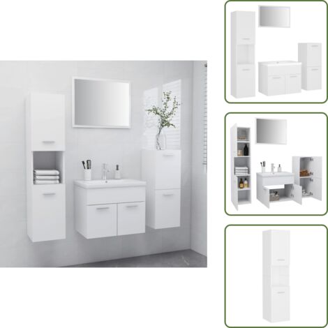 Armadi da bagno bianchi - vidaXL Set Mobili da Bagno Bianco in Legno Multistrato - Armadi da bagno con specchio