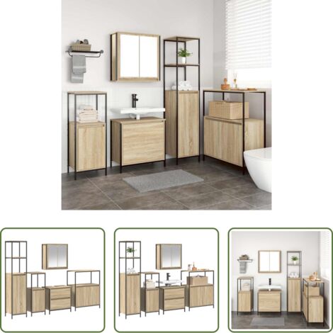 Armadi da bagno -  Set di mobili per il bagno 5 pcs Beige 76.5 x 35 x 95 cm