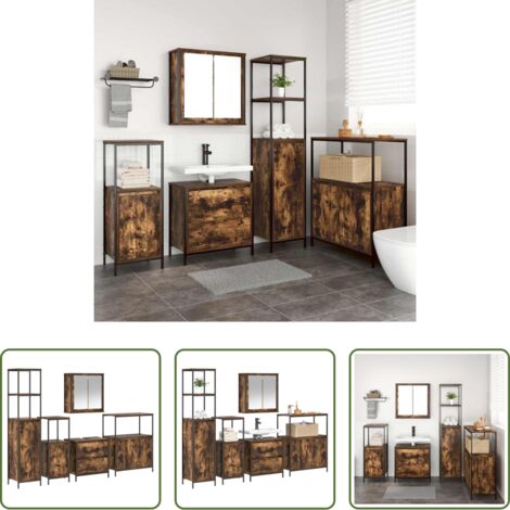 Armadi da bagno -  Set di mobili per il bagno 5 pcs Marrone 76.5 x 35 x 95 cm