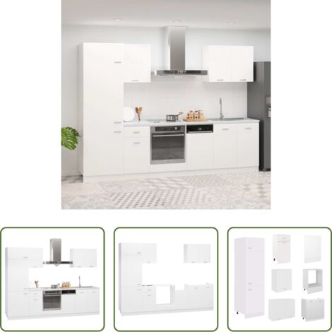 Armadi da cucina 7 pezzi -  Set Armadi da Cucina 7 pz Lyon Bianco in Truciolato