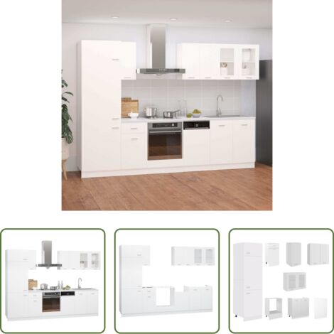 Armadi da cucina 8 pezzi -  Set Armadi da Cucina 8 pz Lyon Bianco in Truciolato