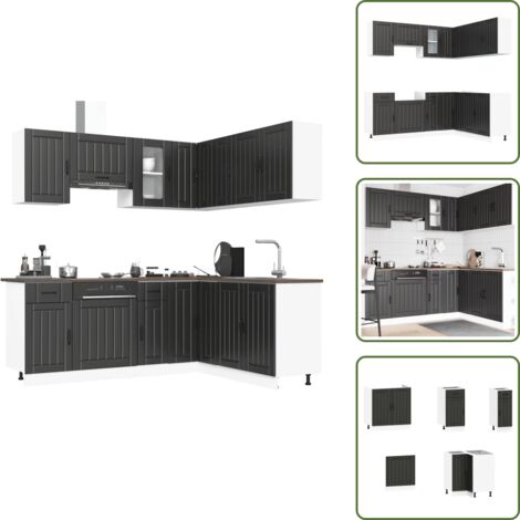 Armadi da cucina in legno - vidaXL Set Mobili da Cucina 11 pz Kalmar Neri Legno Multistrato - Armadi da cucina in legno multistrato