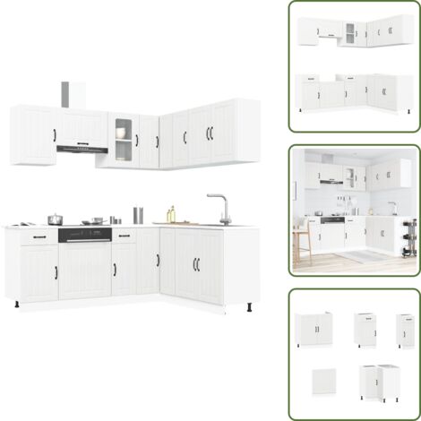 Armadi da cucina in legno - vidaXL Set Mobili da Cucina 11 pz Lucca Bianchi Legno Multistrato - Armadi da cucina con piedini regolabili